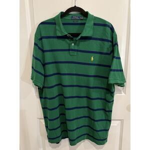 Polo Ralph Lauren Pony Striped Green Short Sleeve Classic Fit Work Golf Shirt XL